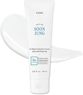 ETUDE House SoonJung 2x Barrier Intensive Cream 60ml (21AD) | Hypoallergenic Shea Butter Hydrating Facial Cream for Sensitive Skin, Water-oil Balance & Panthenol for Damaged Skin | K-beauty