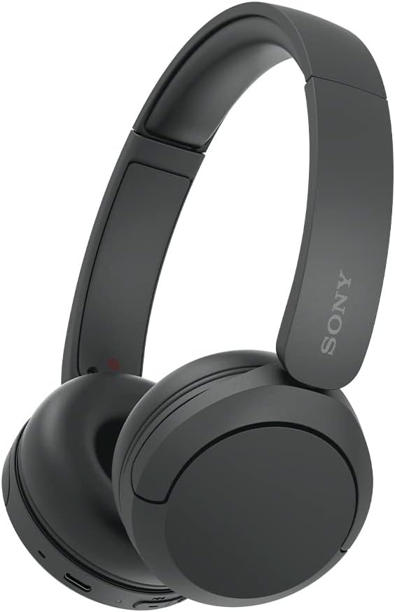 Sony WH-CH520 Wireless Bluetooth On-Ear Headphones with Microphone, Up to 50 Hours Battery Life with Quick Charge Function, Includes USB-C Charging Cable - Black - International Version (No Warranty)