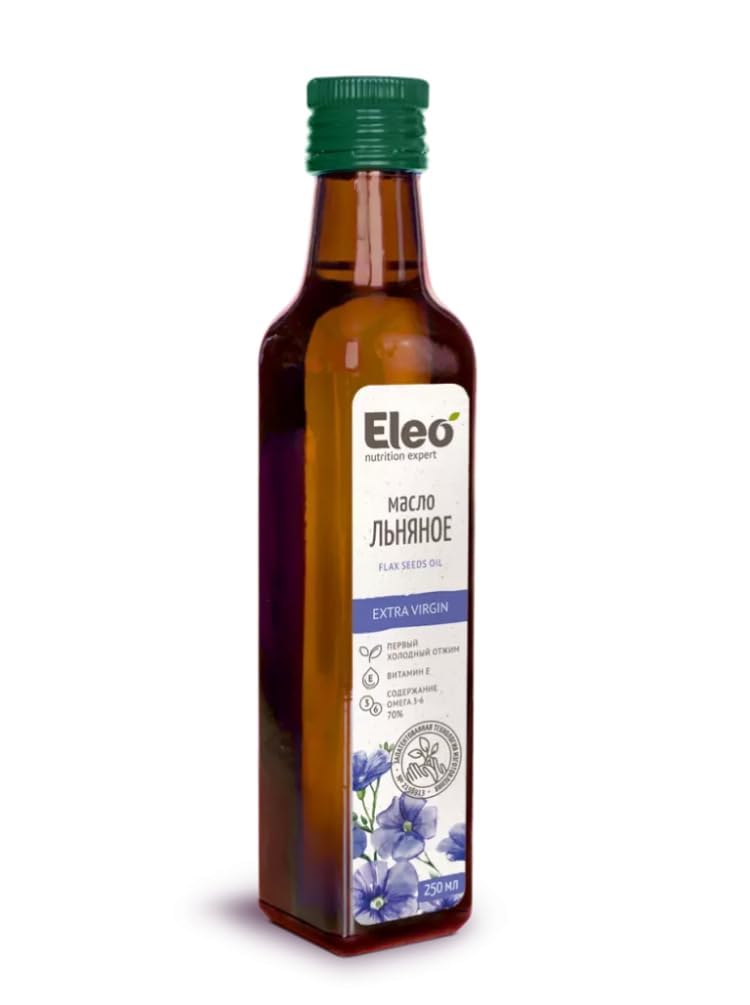 Eleo Siberian Natural Flaxseed Food Grade Oil - Vegan Extra Virgin and Cold Pressed for Internal and External Use - 8.5 fl oz | 250 Ml