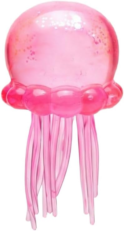 Nee doh Glitter Jellyfish Squishy Toy, Stress Relief Fidget Toy for Adults, Soft TPR Sensory Toy with Wiggly Tentacles, Portable Anxiety Relief Squeeze Ball for Office, School & Travel (Pink)