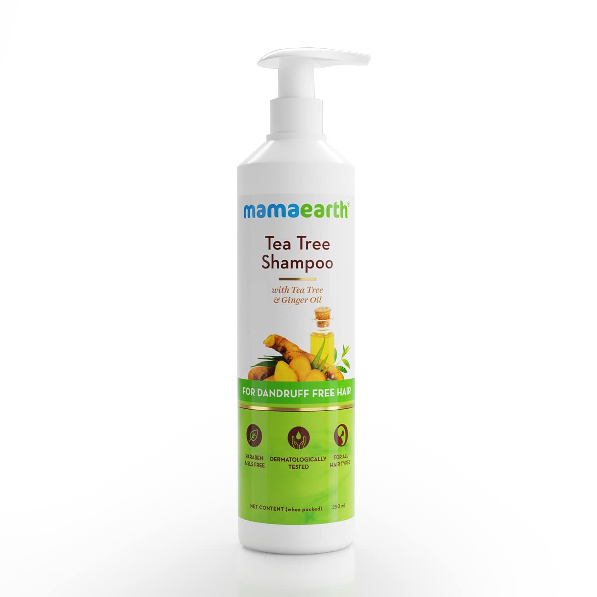 Mamaearth Tea Tree & Ginger Anti Dandruff Shampoo | Build Up & Oil Cleanser | Reduces Flakes & Soothes Itchy Scalp | Unisex, Suits All Hair Types | 8.45 Fl Oz/250ml