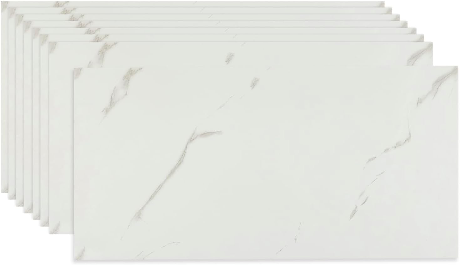 Tile Stickers White 60x30cm 10pcs, Self Adhesive Wall Tiles Marble, Peel and Stick Wall Waterproof, Removable Stick on for Kitchen Backsplash Bathroom