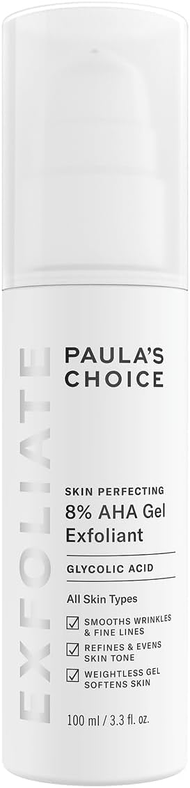 Paula's Choice SKIN PERFECTING 8% AHA Gel Exfoliant - Glycolic Acid Face Exfoliating Peel - Reduces Wrinkles & Soothes Redness - All Skin Types - 100 ml