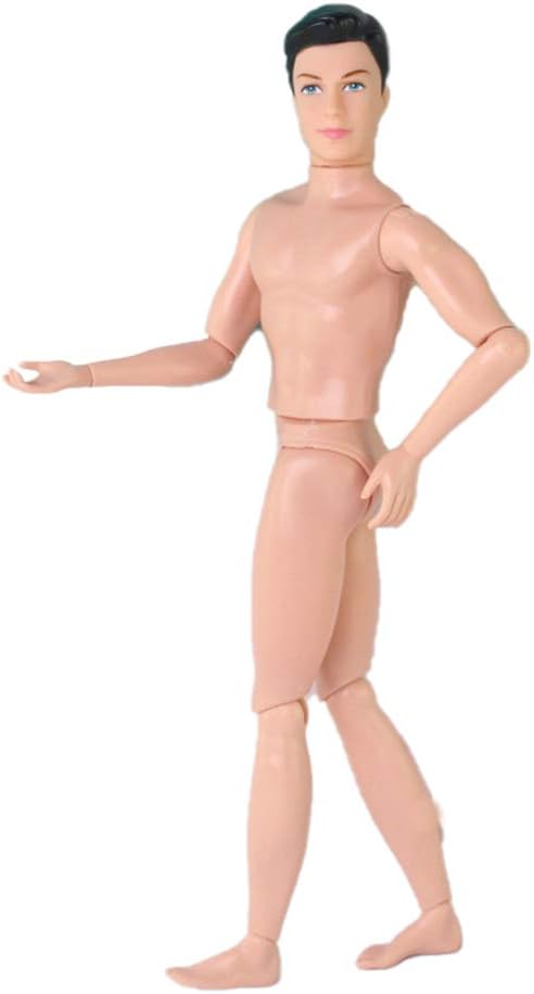 14 Moveable Jointed Doll, Male Nude Doll Naked Body Move Doll, DIY Interactive Dolls Boyfriend (Khaki)