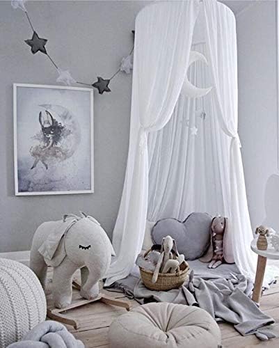 Bed Canopy for Children, Princess Mosqutio Net, Bedroom Decoration for Baby for Christmas New Year Decoration (Chiffon,White)
