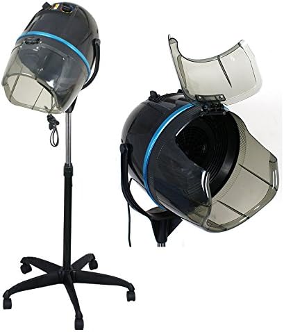 Professional Height Adjustable Hair Dryer Hooded, Floor Standing Bonnet Hair Dryer, Stand Up Rolling Base w/Wheels for Beauty Salon Equipment Home Spa, Black