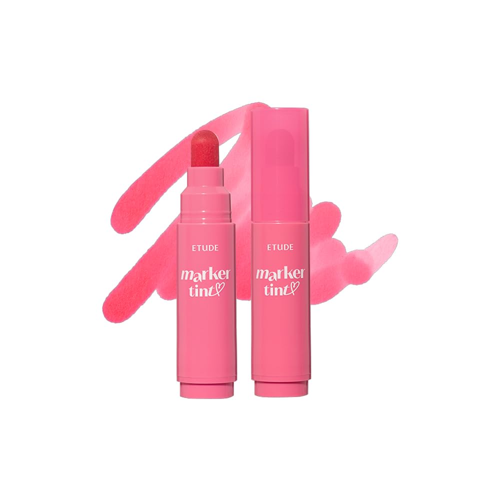 ETUDE Dear Darling Marker Tint, #4 Milk Strawberry, Long-Lasting Lip Stain