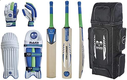 Ram Cricket Challenger Player Bundle – Complete Cricket Set with Cricket Bat, Batting Gloves, Pads & Duffle Bag. Perfect for Club, School & Casual Play - Available in Senior (SH) Junior (Size 6)