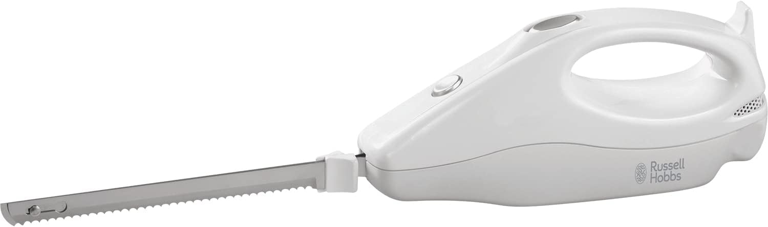 Russell Hobbs Food Collection Electric Carving Knife with dual serated 203mm stainless steel blades, Power & blade release button, Dishwasher safe blades, Easy wrap cord storage, 120W, 13892