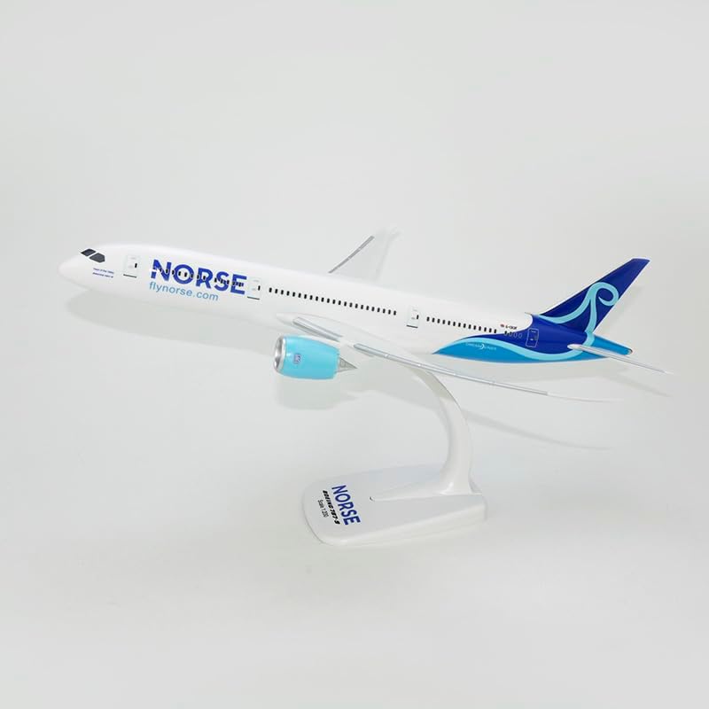 Model Airplane Norse Atlantic Boeing 787-9 LN-FND 1/200 Scale Model Aircraft, perfect for display, 31.5cm length, comes with a stand
