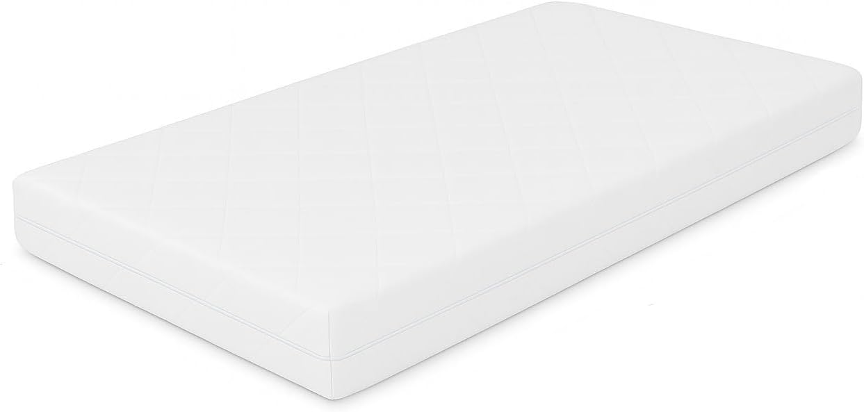 Eco Fibre Baby Mattress 140x70x10cm – Breathable Quilted Cover – Hypoallergenic & Firm Support – Cot Bed Mattress UK Made