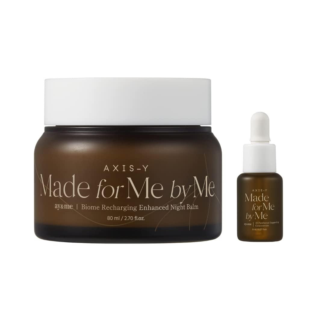 AXIS-Y Biome Recharging Night Renewal Set - Overnight Solution Care Set Skin Barrier Cream with Panthenol Concentrate - Korean Skincare for All Skin Types - 2.7 & 0.27 fl. oz.