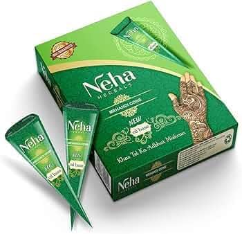 Mehndi Herbal Large Cone Henna Wedding Temporary Tattoo Body Paint Tatto Mehndi Oil Free For Birthday, Marriage, Party, Holiday 25 gram X 2 Pack