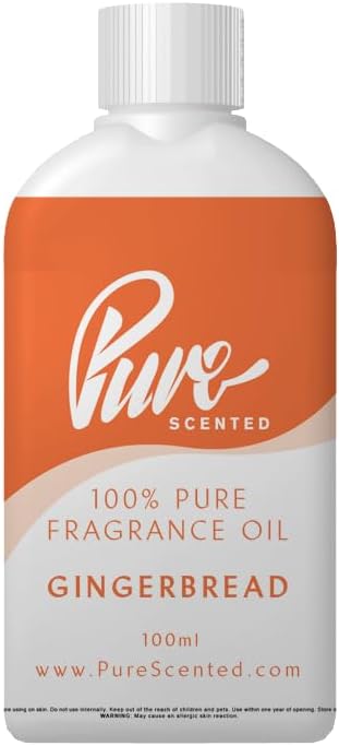 Pure Scented 100ml Fragrance Oil - Vegan & Cruelty-Free, for Candles, Soaps, Diffusers, Cosmetics, Wax Melts & DIY Crafts (1 x 100ml, Gingerbread)