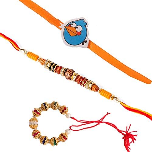 Designer Bhaiya Bhabhi and Kids Rakhi Set