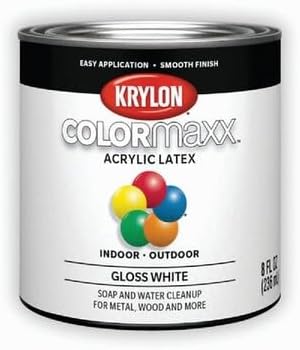 Krylon K05612007 COLORmaxx Paint & Primer, Gloss, White, 1/2 Pt