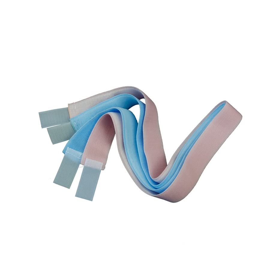 38" Pink & Blue Plush Fetal Monitor Belts with Tabs (Case with 50 Sets of 2)