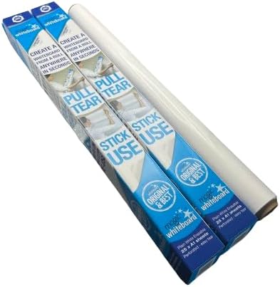 2 Rolls of Magic Whiteboard Sheets - A1 Static & Portable White Board for Walls, Doors, Windows, Fridges, & Glass - Easy Clean, Plain White Dry Erase Board for School & Office. 25 Sheets per roll
