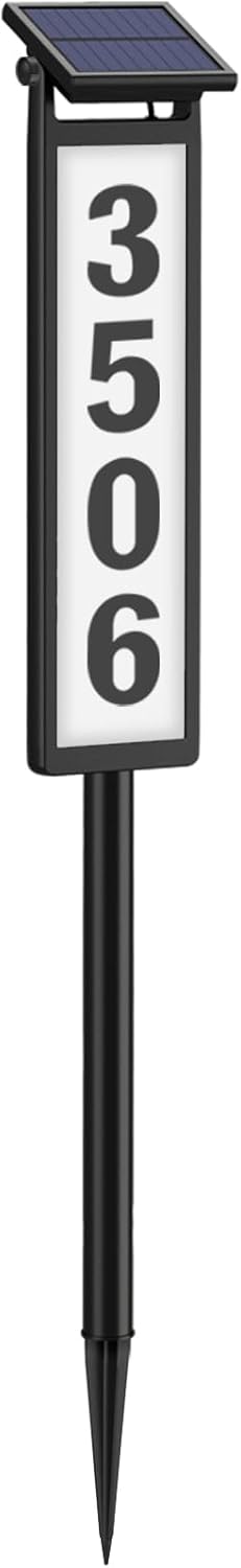 Solar Address Sign, House Numbers for Outside, Lighted Address Plaque Outdoor Waterproof, Illuminated LED Address Numbers for Yard Home