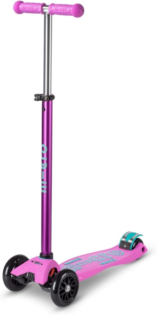 Micro Kickboard | Maxi Scooter for Ages 5-12 | Children up to 110 lbs | 3 Wheel Lean-to-Steer Design | Adjustable T Bar | Smooth Ride PU Wheels | Swiss Design