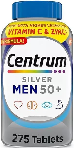 Centrum Silver Men's Silver 50+ 275 Tablets, Multivitamin, 8 Months Supply, 275 Tablets