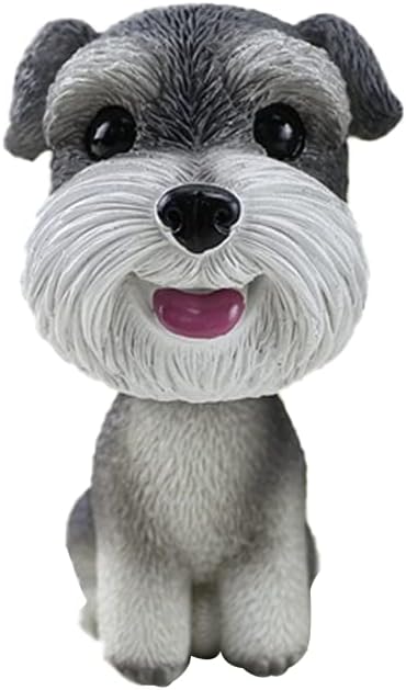 Upxiang Dog Bobblehead Schnauzer Mini Figurine Bobble Head Dogs Car Dash Ornament Cute Shaking Head Nodding Dog Puppy Figurine for Car Vehicle Decoration