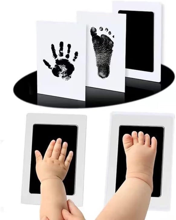 VPPIK Baby Handprint and Footprint Kit - 2 baby Inkless Print pads, 4 Imprint Cards, Pet Paw Print, for Newborn Girls and Boys, Family Keepsake,Memorable Keepsake Box Decorations