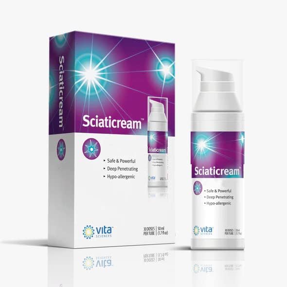 Vita Sciences SciatiCream - Cream for Sciatic Nerve Support with Arnica, B1, B5, B6, MSM, Aloe and Coconut Oil. Fast Acting Soothing Formula…