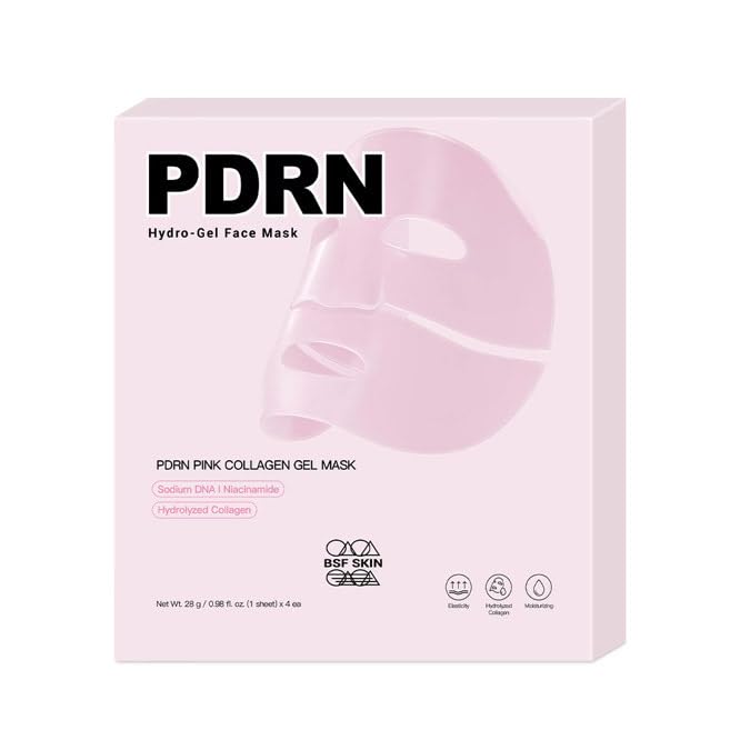 | Salmon DNA PDRN pink collagen jelly hydrogel mask | overnight face mask for glass & glowly skin | moisturizing, firming, hydrating, and elasticity (28g x4ea)