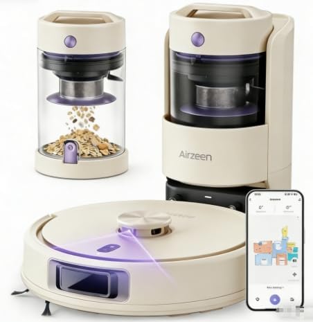 Airzeen Robot Vacuum Cleaner with Mop, Bagless Robot Vacuum Cleaners UK, 10000Pa LiDAR Navigation Robotic Vacuum, Smart Mapping, Schedule, App/Alexa Control for Carpet/Pet Hair, Q20 Ultra, Yellow