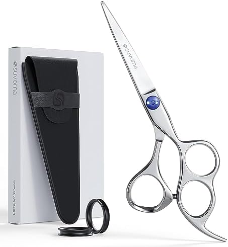 Suvorna 3 Hole Professional Hairdressing Scissors for Men, Women, Adults & Kids. 6 inch Hairdressers Scissors for Styling, Trimming & Hair Cutting Scissor with Tension Adjustment.