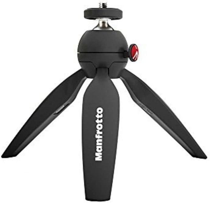 Manfrotto MTPIXIMII-B, PIXI Mini Camera Tripod with Handgrip for Compact System Cameras, for DSLR, Mirrorless, Video, Made in Italy, Technopolymer and Aluminium, Table Tripod, Black