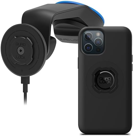 Quad Lock Windscreen/Dashboard Car Phone Holder with MAG Wireless Charging Head V2 and MAG Phone Case for iPhone 12 Pro Max