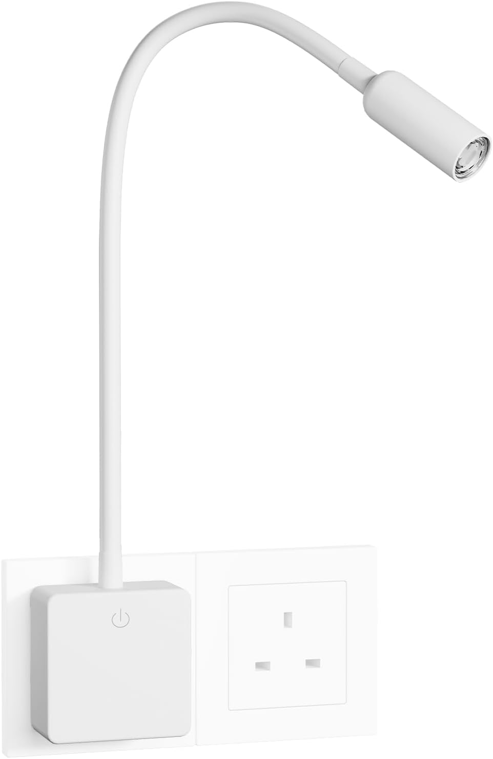 Dimmable LED Wall Reading Light, Plug in Bedside White LED Wall Light 3W for Reading, Swing Arm Flexible Gooseneck LED Wall Lamp on Outlet Socket, Neutral White 4000K with Power Plug and Touch Switch