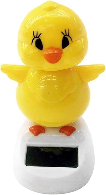 Yellow Solar Powered Dancing Chick, Solar Dancing Figurines, Solar Bobblehead Chicken, Cartoon Bobble Head Chick Ornaments Figures for Car Dashboard, Car Dashboard Solar Power Kits