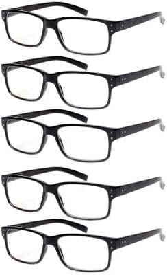 NORPERWIS Reading Glasses 5 Pairs Quality Readers Spring Hinge Glasses for Reading for Men and Women (5BLACK, 3.00)