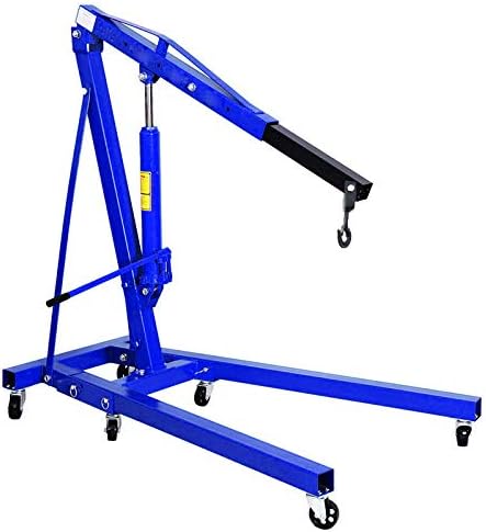 Qivange Folding Engine Crane 1 Tonne Hoist Lift Jack With Wheels (Blue)