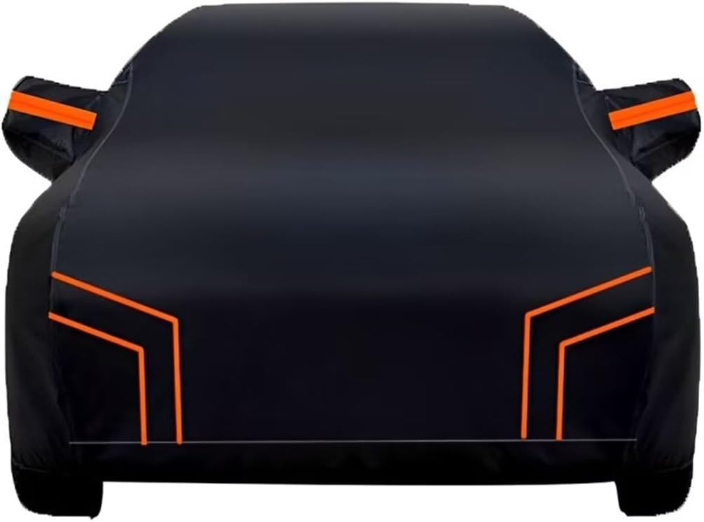 Custom car cover Compatible with GMC Envoy XL 2001-2006,outdoor car cover side zipper full car cover to protect against rain, snow and sun (black orange)