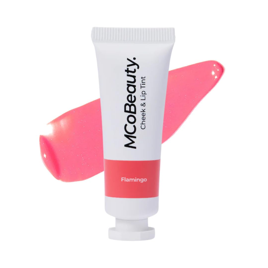 MCoBeauty Cheek and Lip Tint Flamingo - Gel Cream Buildable Color Lip Stain and Blush for Women - Dewy Multi Use Tinted Lip Balm, Liquid Blush Makeup Vegan Cruelty Free - 0.34 oz