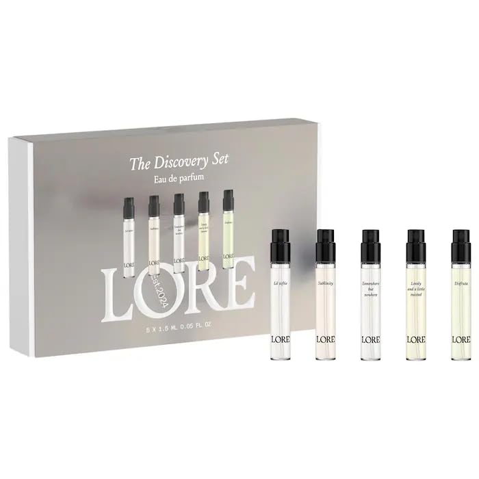 LORE - Fragrance Discovery Set - Travel-Size Perfume Kit, Colognes for Men & Women - Layerable, Long-Lasting, Unisex Scent Collection | 5 x 0.05 oz / 1.5 mL