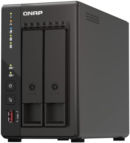 QNAP TS-253E-8G-US 2 Bay High-Performance Desktop NAS with Intel Celeron Quad-core Processor, 8 GB DDR4 RAM and Dual 2.5GbE (2.5G/1G/100M) Network Connectivity (Diskless)
