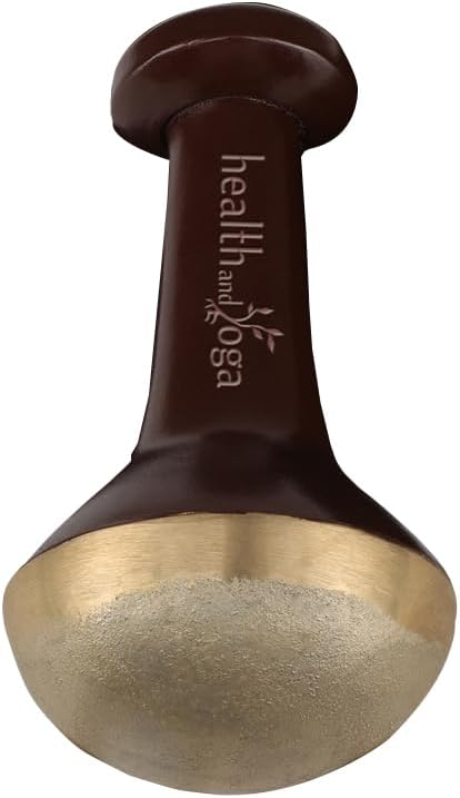 HealthAndYoga FootEase Kansa Vatki Stick - Ayurveda Bronze Foot Massager with Wooden Handle -Ancient Detox Pain Relief –Rough Surface for Exfoliation -Eases Tiredness and Relaxes Feet(Stick - Flamed)