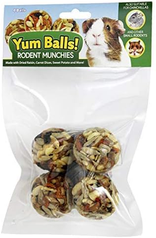 Yum Balls! - Rodent Munchies - Healthy Natural Treat with Seeds, Fruit & Nuts - Squirrels, Chinchillas, Prairie Dogs, Degus, Rats, Hamsters, Gerbils, Rabbits, Guinea Pigs and Other Small Pets