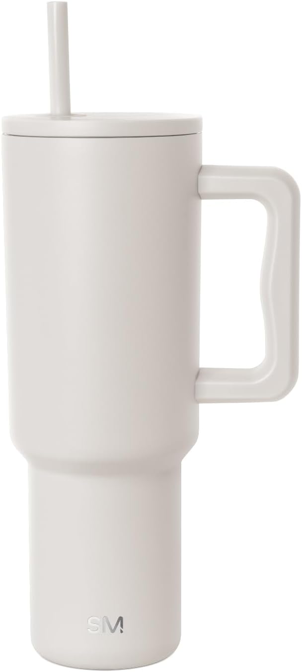 Simple Modern 40 oz Trek Tumbler with Handle and Straw Lid | Cup Holder Friendly Insulated Stainless Steel Travel Mug | Almond Birch | Trek Tumbler, Travel Mug | Insulated Water Bottle, Cupholder Friendly, Stainless Steel Cup | Almond Birch