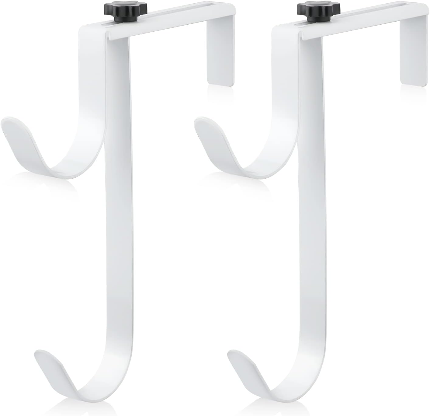 Savita 2pcs Double Pool Pole Hooks, Adjustable Thickened Panel Pool Fence Equipment Hooks Metal Hangers for Hanging Tool for Vinyl Fence Pool, Wall, Skimmers, Hose, Swimming Pool Accessories (White)