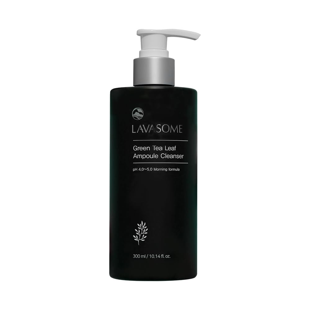 LAVASOME Green Tea Leaf Ampoule Cleanser - Hydrating Face Wash with Natural Green Tea Extract, Gentle Daily Cleanser for Sensitive and Oily Skin - 300ml