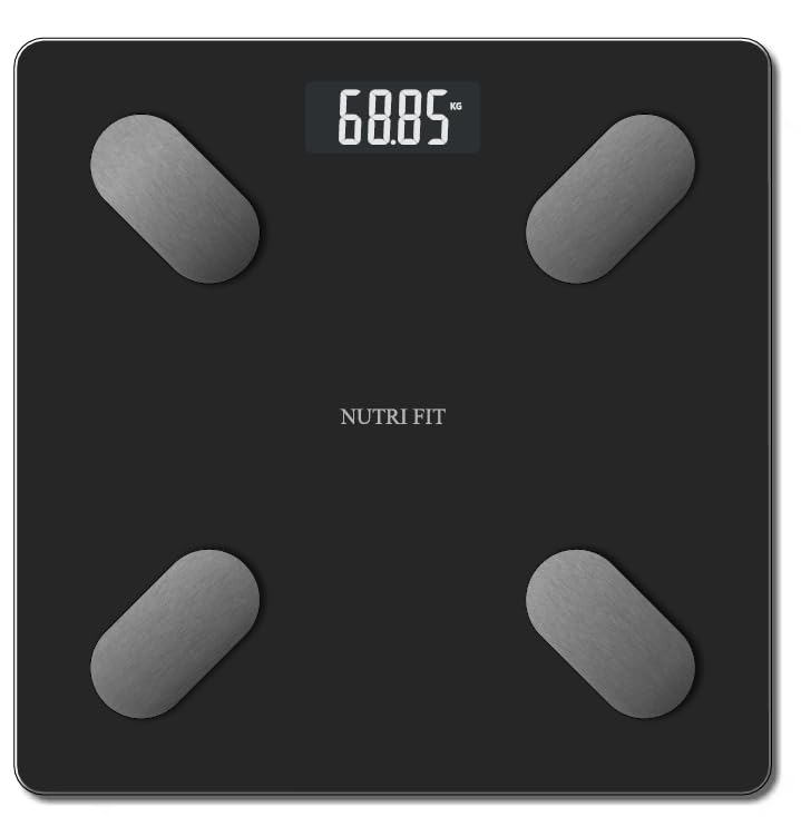 NUTRI FIT Smart Scale for Body Weight Body Composition Monitor, Bathroom Digital Weighing Scale with BMI, Body Fat, Muscle Mass, Large LCD Readings 150KG Black