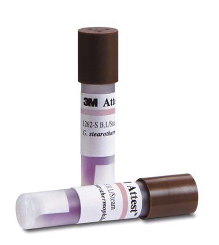 3M Attest Biological Indicator Geobacillus Stearothermophilus for Steam Sterilizers 1262, 100pcs