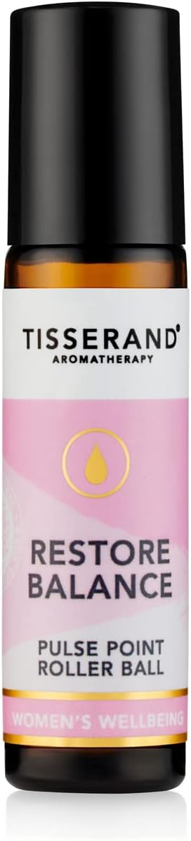 Tisserand Aromatherapy - Restore Balance Pulse Point Roller Ball - Menopause and Menstruation Support - Rose, Clary Sage and Geranium - 10ml