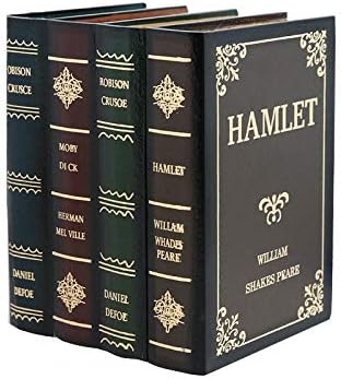 Classic Vintage Decorative Book Shape Storage Box, Rectangular Wooden Organization Box for Home Office Shelf Decoration (A-Large, 8 x 5.5 x 6.25 inches)